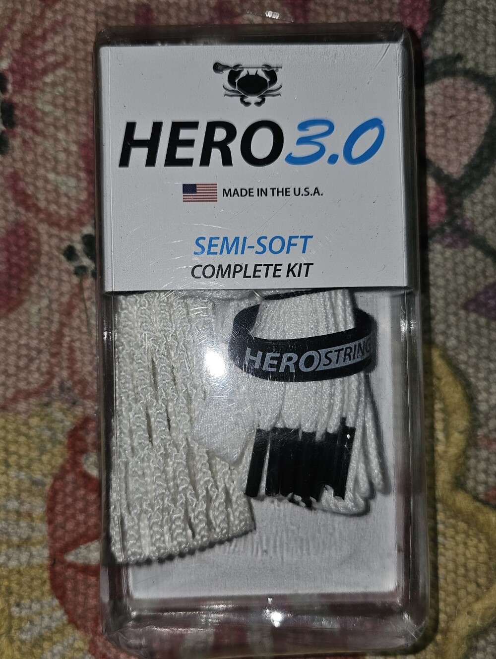 ECD Lacrosse Hero 3.0 semi-soft complete stringing kit, White